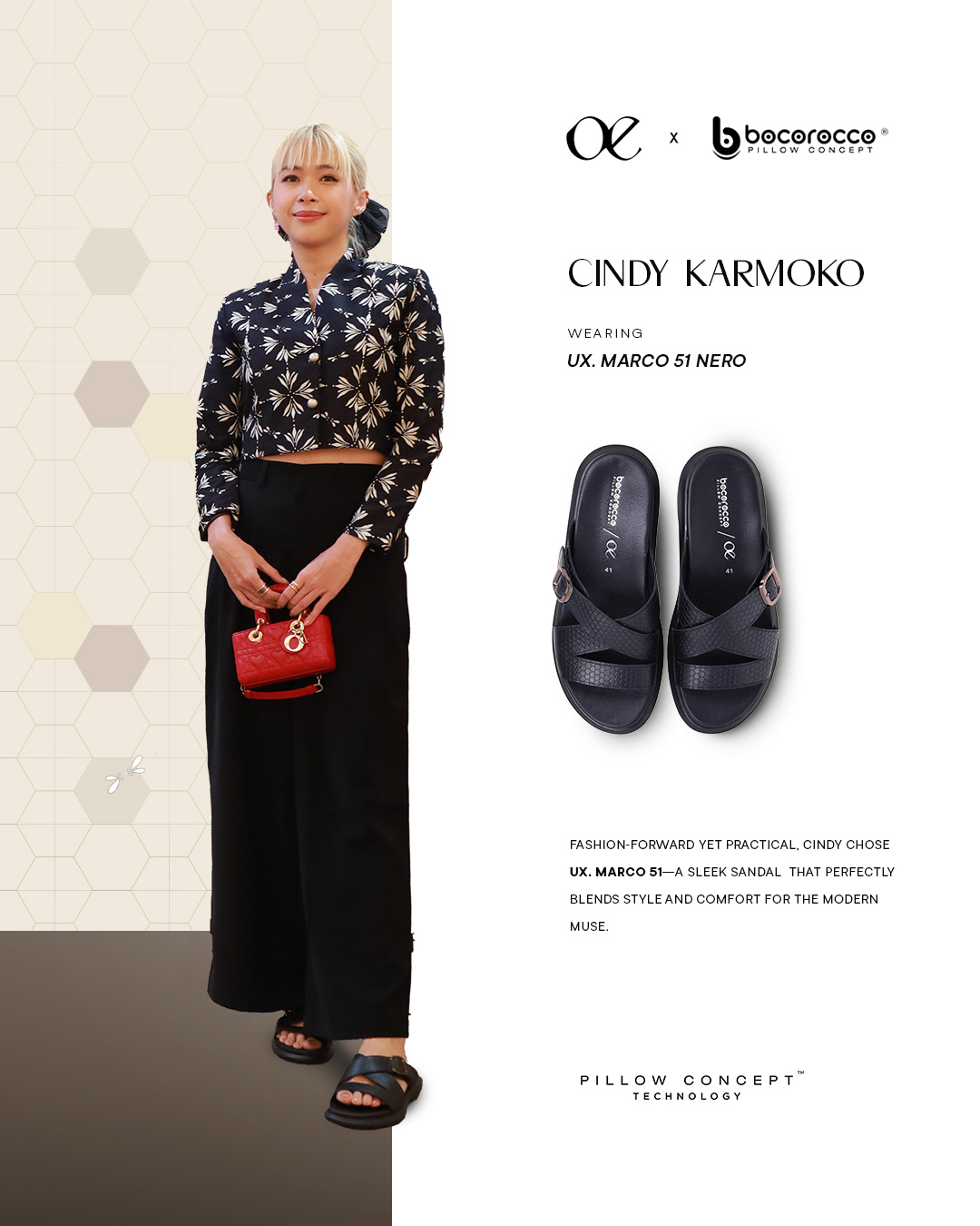 Cindy Karmoko wearing UX. MARCO 51 NERO - Bocorocco x OE Sangga