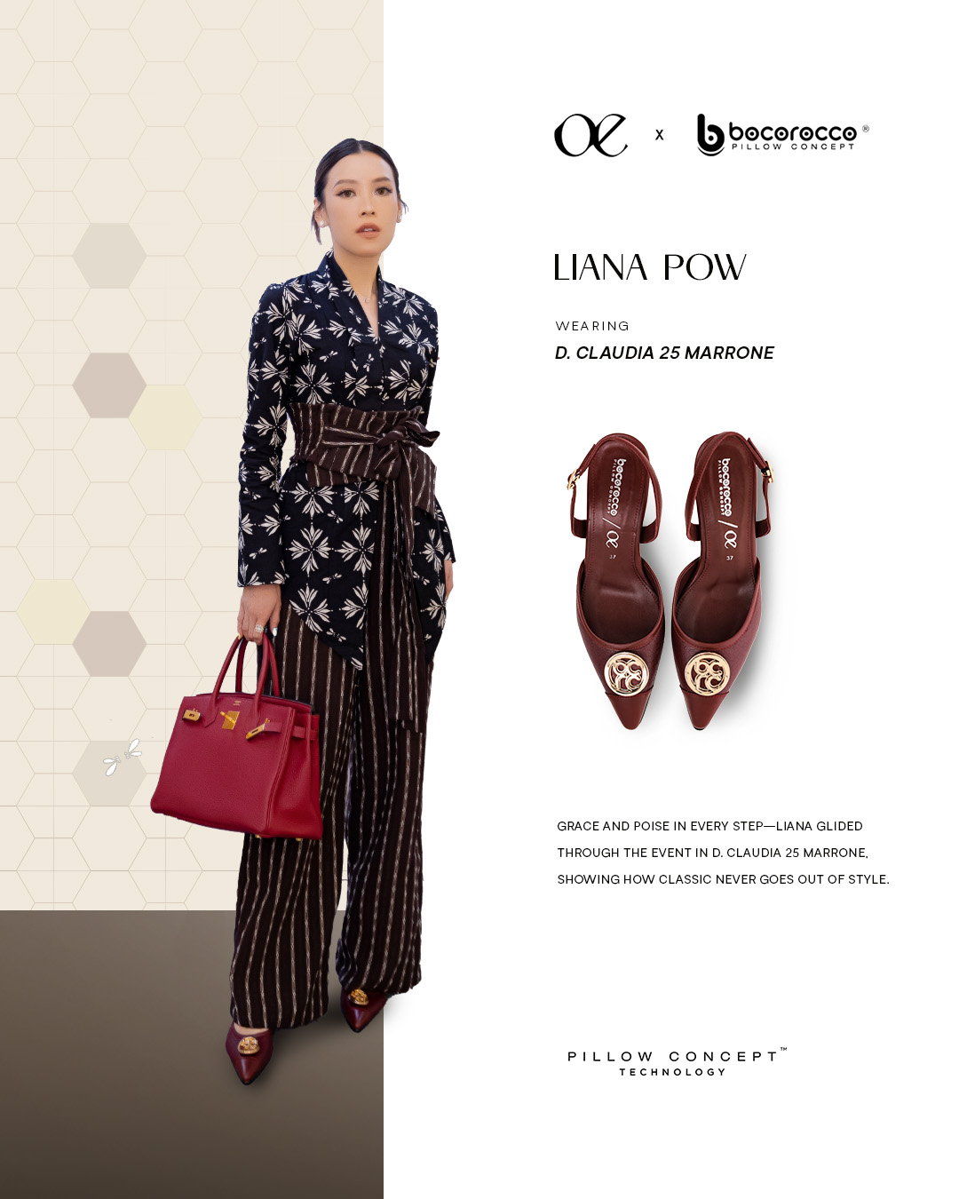 Liana Pow wearing D. CLAUDIA 25 MARRONE - Bocorocco x OE Sangga