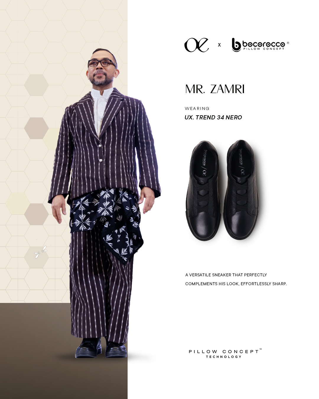 Mr. Zamri wearing UX. TREND 34 NERO - Bocorocco x OE Sangga