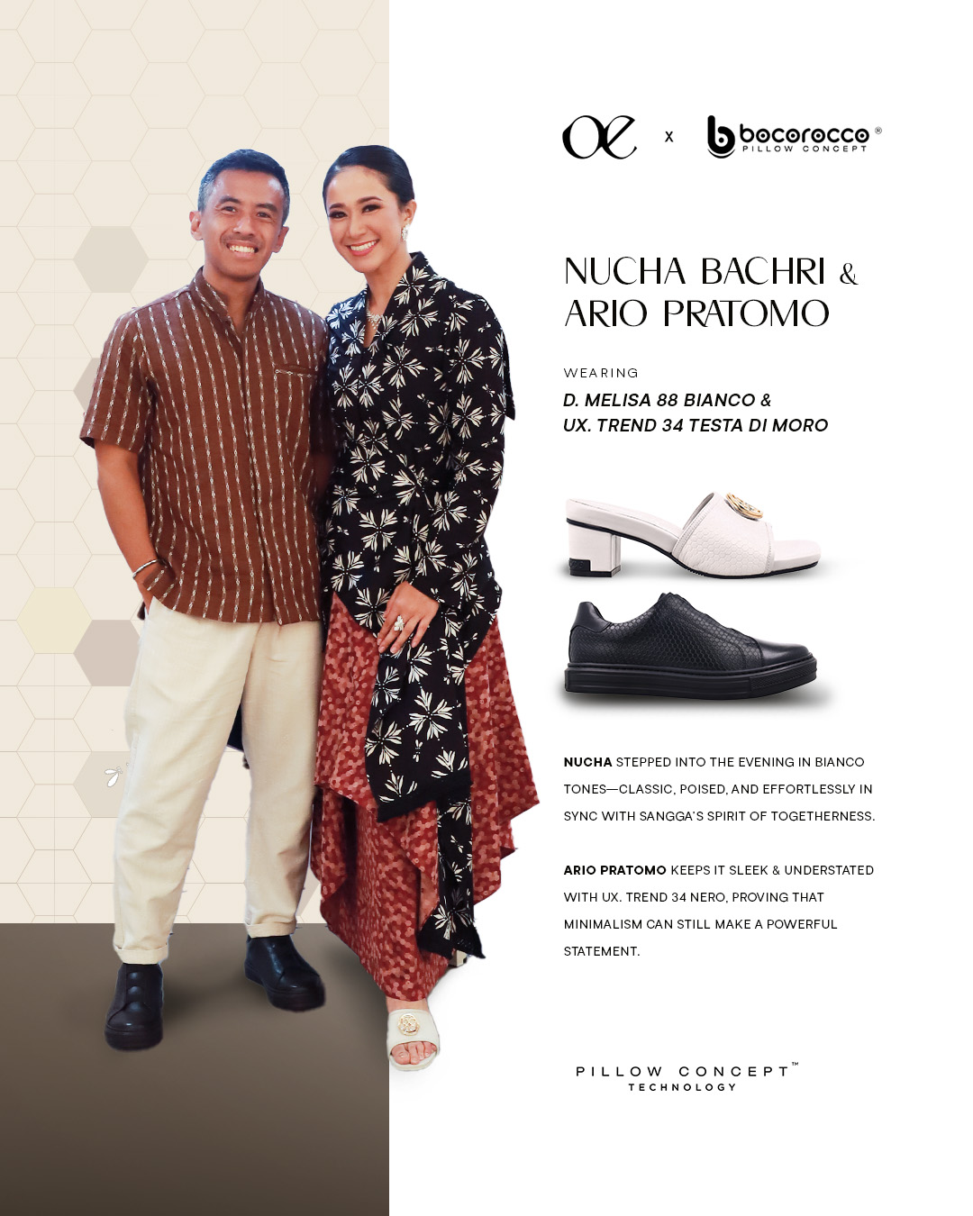 Nucha Bachri & Ario Pratomo wearing D. MELISA 88 BIANCO - Bocorocco x OE Sangga